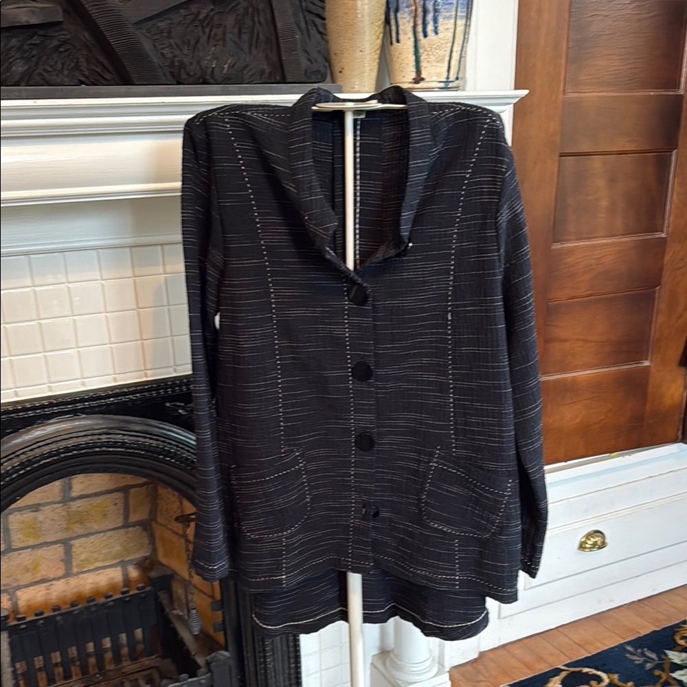 Lemon Grass Black Textured Shirt Jacket - worn maybe twice